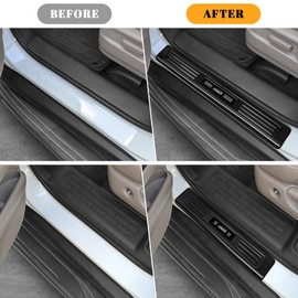 PeakPurit 4PCS Car Door Edge Guards Door Sill Protector for Honda Pilot 2016-2022 Accessories Stainless Steel Material Black Brushed Car Door Threshold Protection