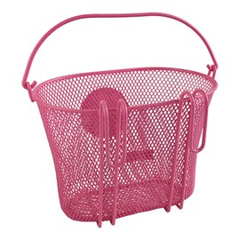 BIRIA Basket with Hooks Pink TEARS Emoji Front, Removable, Wire mesh Small, Kids Bicycle Basket, Pink EMOJ