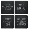 Slate Coaster Set (4 Pieces) for Gin with Gin Sayings