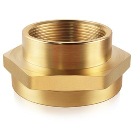 AquaNPT Fire Hose Adapter 2-1/2" NST NH Female to 2" NPT Female, Brass Fire Hydrant Hex Nipple Reducer, Hose Thread to NPT Pipe Adapter for Firefighting Equipment