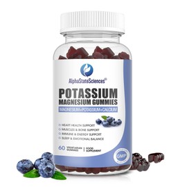 AlphaStateSciences AlphaStateSciences Potassium Magnesium Gummies - Supports Muscle, Bone & Immune Health - 320mg Magnesium Glycinate, 200mg Potassium Citrate, 80mg Calcium Carbonate, 10mg Zinc, Vitamins B12, C, D3