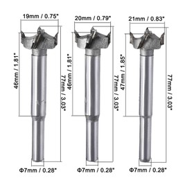 TA-VIGOR Forstner Drill Bit 19mm 20mm 21mm Dia., Carbide Alloy Steel Wood Hole Saw Auger Opener for Woodworking Hinge Hole Drilling Boring Bit Cutter(3in1 Set)