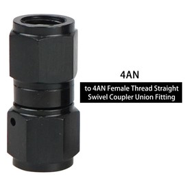 Dexepe 4AN to 4AN Female Thread Straight Swivel Coupler Union Fitting Adapter Aluminum Black Anodized Fuel System Fittings