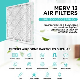 Mann+Hummel 16x25x2 MERV 13 Pleated HVAC AC Furnace Air Filters. 4 Pack. (Exact Size: 15.5 x 24.5 x 1.75 Inches)