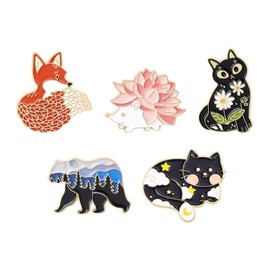 CHROMACRAFT 5 Pieces Cartoon Animal Brooches Cute Brooches Decorative Brooches Creative Animal Brooches Metal Brooches