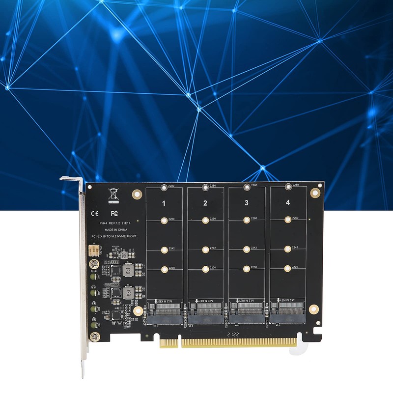 M.2 NVME-PCIE X16 Adapter Card PH44 4 Port M Key