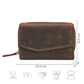 STILORD 'Carina' Stylish Women's Leather Purse Medium Large - Genuine Leather Wallet with RFID Protection - Women's Purse Retro Leather Wallet Trifold Wallet in Gift Box, Crete - Brown, coin purse
