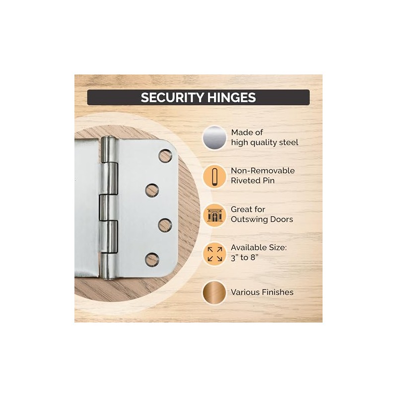 Hinge Outlet Stainless Steel Security Hinges - 4 Inch with