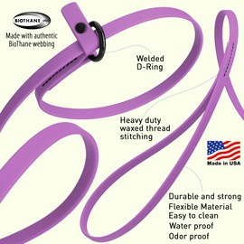 Dogline Biothane Slip Dog Leash - for Small, Medium and Large Dogs - Odor Free Slip Lead, Heavy Duty and Durable Material Kennel Lead - Amethyst Purple - 5ft L x 3/8in W