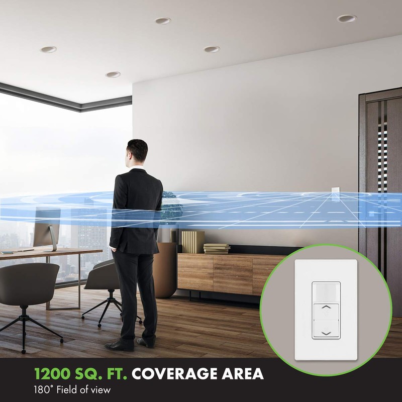 TOPGREENER Occupancy Vacancy PIR Motion Sensor with 0-10V Dimmer Light
