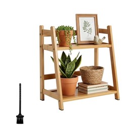 Kitchen Shelf Bamboo Cup Holder 2-Tier - Coffee & Tea Organiser, Cup Rack Wood for Worktop, Matcha Station, Shelves for Kitchen & Office