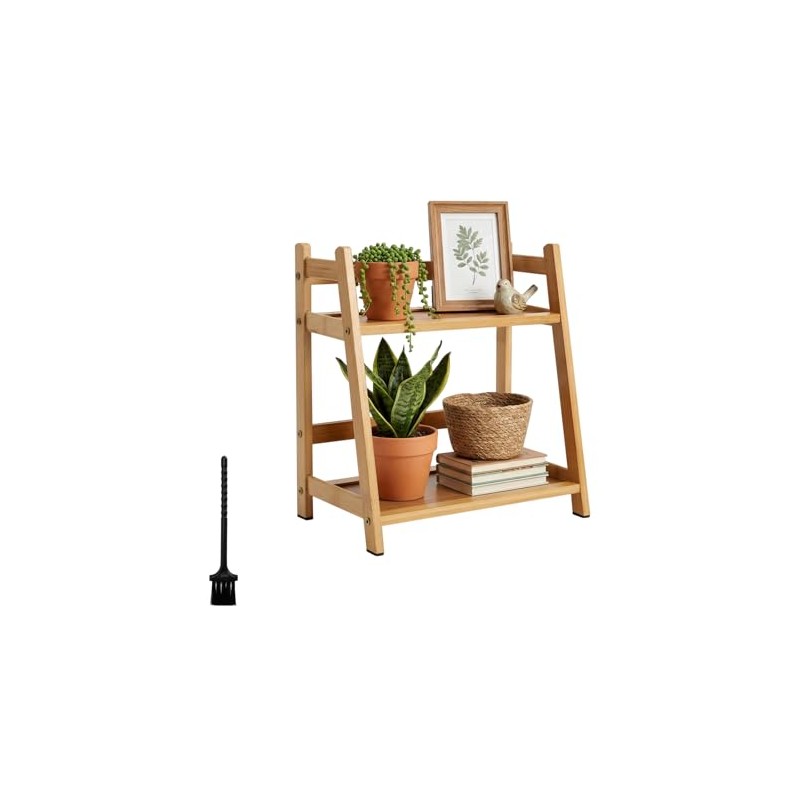 Kitchen Shelf Bamboo Cup Holder 2-Tier - Coffee & Tea