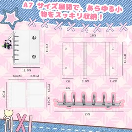 Sealing Notebook, Plastan, Transparent, A7 Size, Mini Binder (30 Refills x 30 Sheets), Clear, Card Pocket, Notebook, Popular Girls, Collage Notebook, Clear Type A7