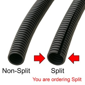 Electriduct Split Wire Loom Tubing Polyethylene Corrugated Flexible Conduit - 3/4" Nominal Size - 10 Feet - Red