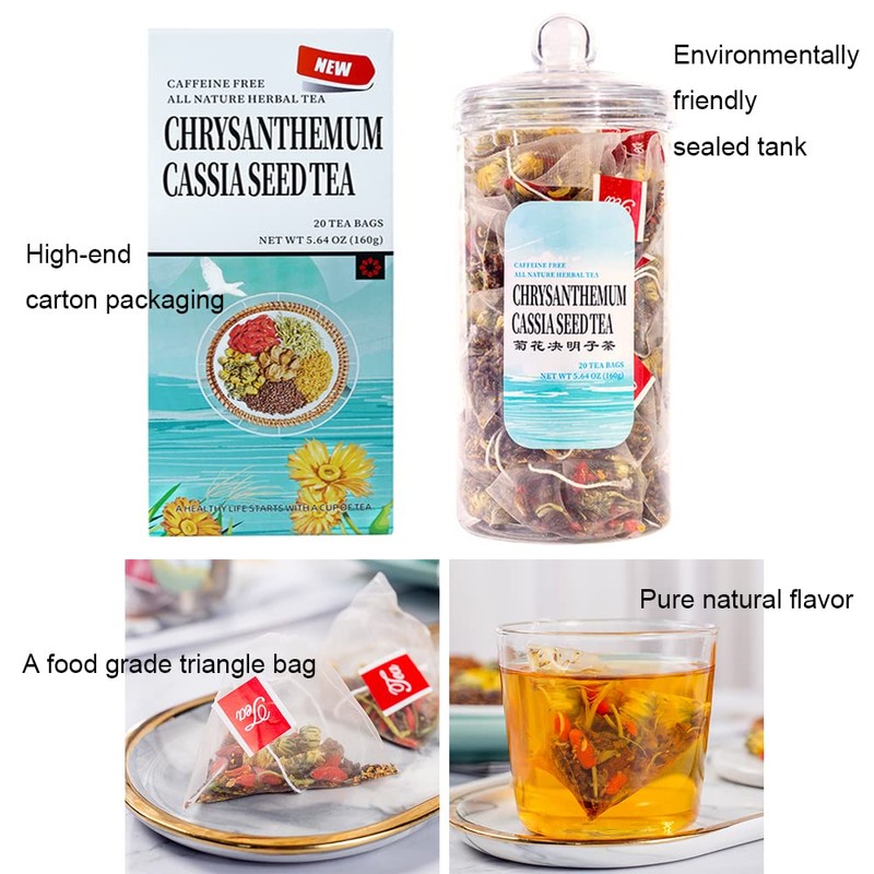 Generic Chrysanthemum Cassia Seeds Tea Bags(160g, 8gX20Bags), Honeysuckle, Chinese wolf-berry,