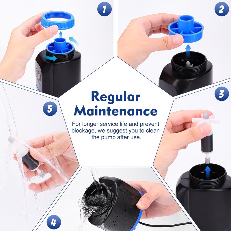 AQQA DC 36W Electric Aquarium Vacuum Gravel Cleaner 6-in-1 Multifunctional