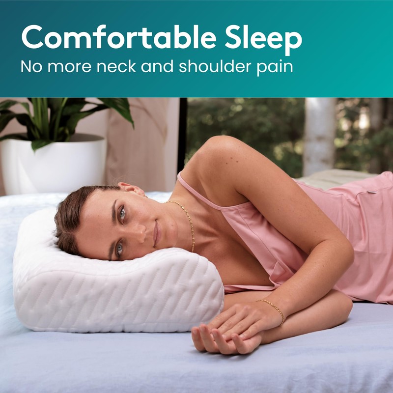 BLISSBURY Contour Pillow, Sandwich Memory Foam Contour Pillow | Curved