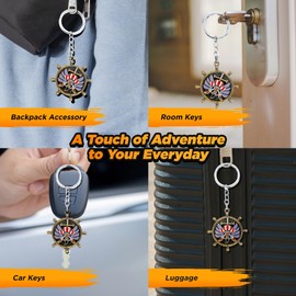 Weeb Keychains One Piece Anime Keychain with Jolly Roger Charm, One Piece Luffy Merch with Gift Box, Straw Hat Keyring & Phone Charm, Cool Key Chain Gifts For Men & Women | Spinning Buggy