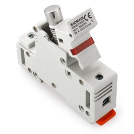 Baomain RT18-63 Fuse Holder Base with 5x40A Ceramic Fuses (14x51mm) – 1 Pole DIN Rail Mount, LED Indicator, CE Certified (40 Amp)
