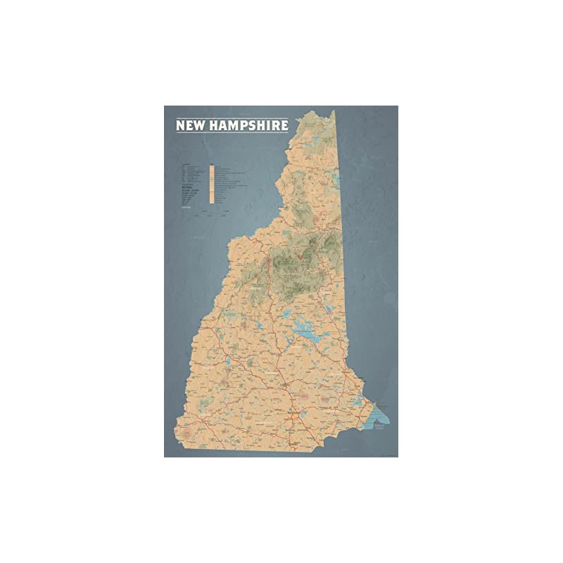 Best Maps Ever New Hampshire State Wall Map 24x36 Poster