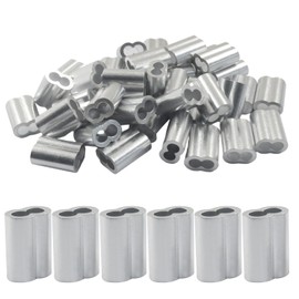 BokWin 50-Pack 3/16 Inch (5mm) Aluminum Cable Crimp Sleeves