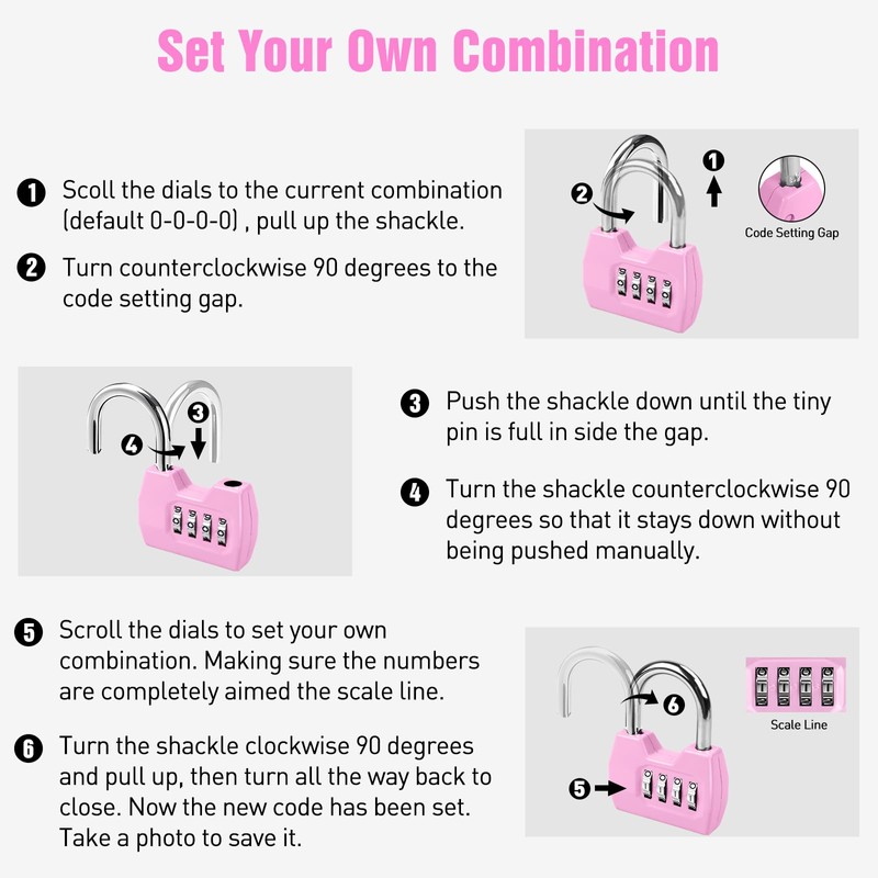 1 Pack disecu 4-Digit Combination Lock, Waterproof Outdoor Padlock for