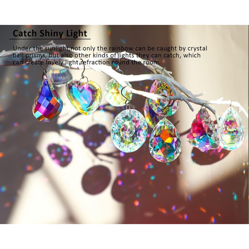 Crystal Prisms Suncatcher Rainbow Hanging Crystal Ornament Pendant for Window