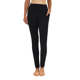 Private Island Women UPF 50+ Side Pockets Long Leggings Pants Swim Beach Swimsuit Rash Guard Bathing Bottom (XXL, Black-RLLP)