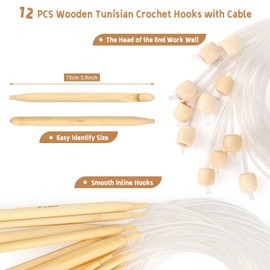 Reessy Tunisian Crochet Hooks Set, 11PCS Aluminium Tunisian Crochet Hook 2.0-8.0mm and 12 PCS Bamboo Tunisian Crochet Hooks with Cable 3.0-10.0mm, Afghan Tunisian Crochet Hook for Knitting Blanket