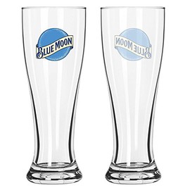 Blue Moon Clear 16oz Pilsner Beer Glass Set of 2 Glasses by Boelter
