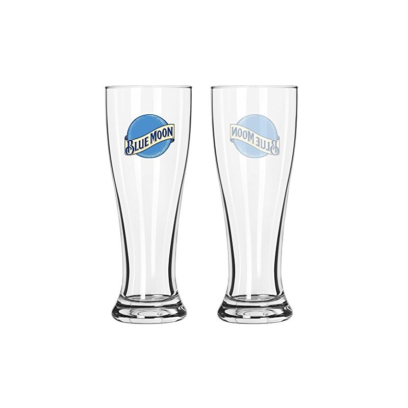 Blue Moon Clear 16oz Pilsner Beer Glass Set of 2