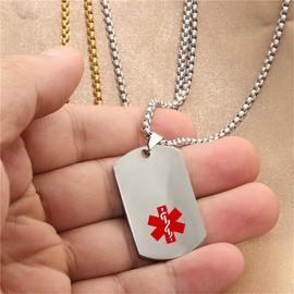 DNR Medical Alert Jewelry Sets Emergency ID Tag Bracelet Necklace Sets,Stainless Steel Pendant Necklace & Silicone Cuff Bracelet,DNR Medical Necklace for Men,Adult ,2 Pack (Silvery-DNR Do Not Resuscitate)