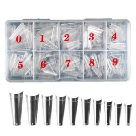 500 Pcs Natural False Nails, Long Coffin Nails Clear Coffin Acrylic Nail Tips Half Cover Rectangle Fake Acrylic Nails for DIY Nail Art