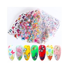 Generic Easter Rabbit Egg Flower Star Butterfly Nail Foil Transfer Sticker 10Pcs 20X4Cm Xk102 Nail Wraps Stickers Manicure Supplies for Women Nails Full Long Lasting Easy Apply and Remove