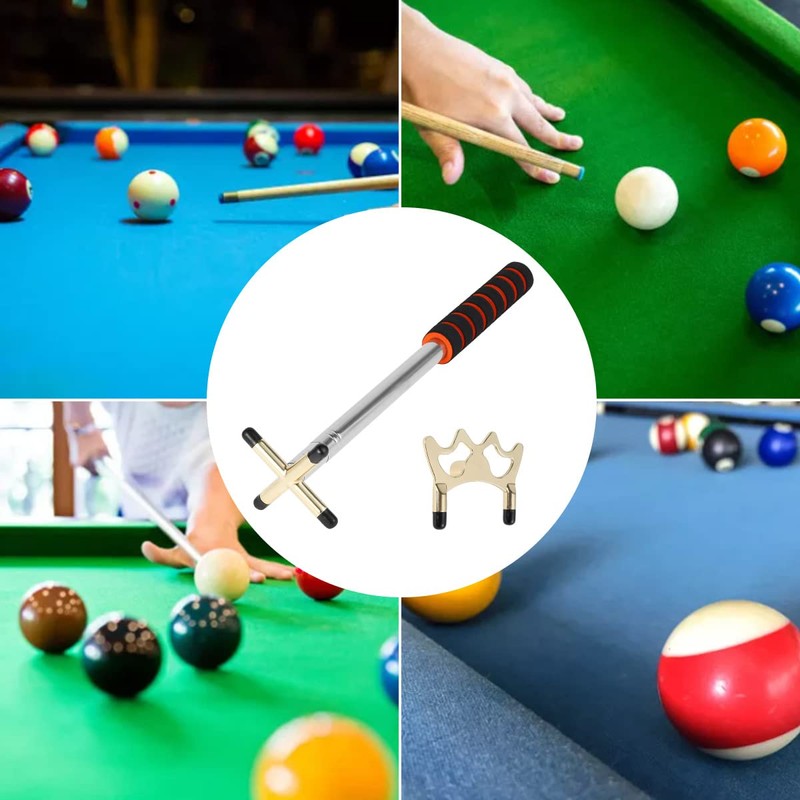 Retractable Billiards Cue Stick Bridge, Non-Slip Cue Pool with Replaceable