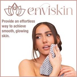 enviskin DERMAGLOW EXFOLIATING Towel-Dual Texture EXFOLIATING WASHCLOTH for All Skin Types-Easy to USE EXFOLIATING Shower Towel for Women & Men- Body EXFOLIATOR Scrubber WASH Cloth