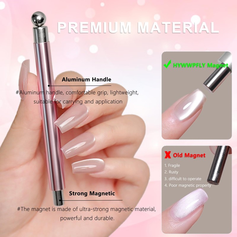 HYWWPFLAY Cat Eye Magnet for Nails, Chasing Light Cat Eye