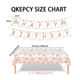 QKEPCY Tablecloth Rectangular Rainbow Theme Tablecloth Indoor Outdoor Tablecloth Waterproof Party Decoration