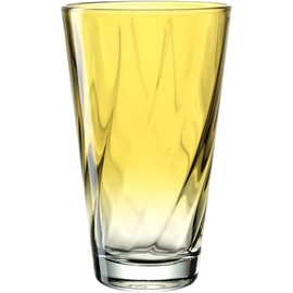 LEONARDO HOME Twist Drinking Glass, 1 Piece, Dishwasher Safe Juice Glass, High-Quality & Modern Drinking Glass, Ergonomic, Everyday & Curved Water Glass, Yellow, 300 ml, 046970