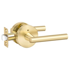 Goldenwarm 1 Pack Gold Door Handles Interior, Brushed Gold Privacy Lever Door Handle, Heavy Duty Interior Bedroom Door Lever Pack, Door Handles for Bathroom