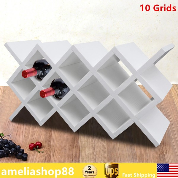 Unbranded Wood Ten-cell Wine Lattice Rack Wall-Mounted Display Storage Holder