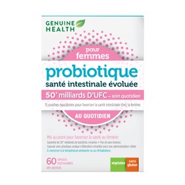 Genuine Health Probiotic for Women, 60 count, 50 Billion CFU, Natural daily digestive, immune, stress support, and vaginal pH balance, 15 diverse and balanced strains per capsule, Dairy, soy & gluten-free, Non-GMO, Vegan