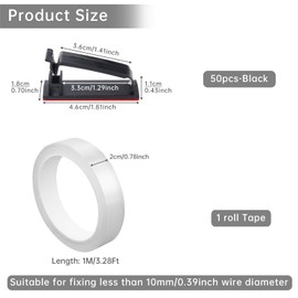 50 Pcs Self-Adhesive Cable Clips Set, PNXKTXO Upgraded Black Cable Management Clips Wire Holders with Traceless Adhesive Tape for Effortless Cord Organization (Black)