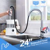 Chrome Kitchen Faucet, Arofa Pull Down 3 Hole Deck Mount