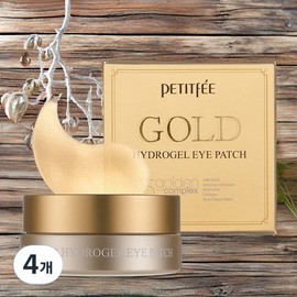 Petitfee Eye Area Moisturizing Gold Hydrogel Eye Patches, 4 Pieces, 60 Pieces / 쁘띠페 눈가 피부 눈가 보습 골드 하이드로겔 아이패치 4개 60개입
