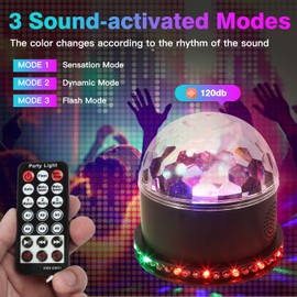 Disco Ball Party Light 54 LEDs, Gomifie Disco Light Party Light Music Controlled and Two Speakers, Disco Ball Children's LED Party Lamp with 3 Noise-Activated Modes for DJ, Christmas, Bar and Party