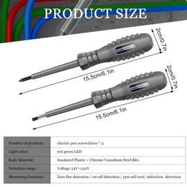 2-in-1 Screwdriver with Strong Torque and Magnet, 2 Pieces Voltage Tester Screwdriver, Phase Tester Screwdriver, Electrician Screwdriver, Power Tester Screwdriver Test Screwdriver