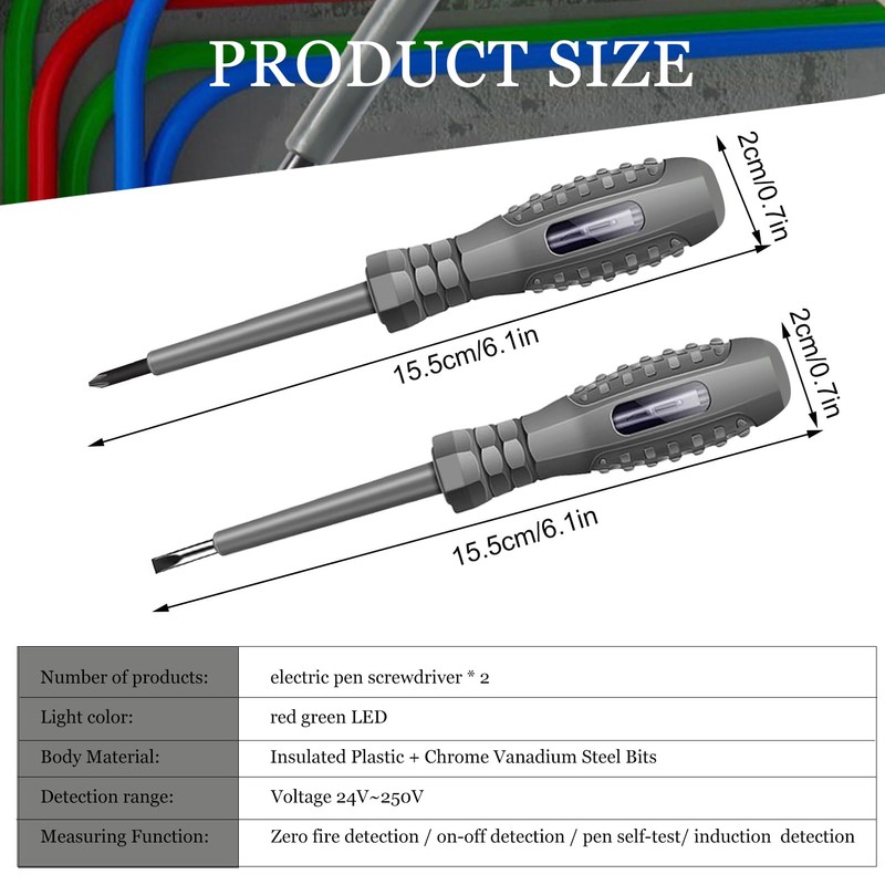 2-in-1 Screwdriver with Strong Torque and Magnet, 2 Pieces Voltage