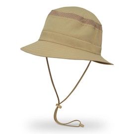 Sunday Afternoons Solar Bucket Hat - UPF 50+, Travel Friendly, Large Crushable Sunhat for Fishing, Hiking, Gardening, Boating - Summer Beach Bucket Hats for Women & Men - Brown Rice, Medium