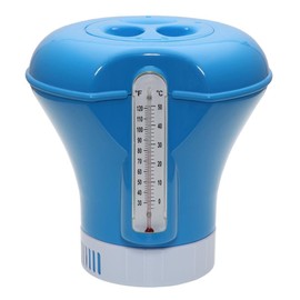 Chemical swimmer:, Chlordosierer, dosage float, Schwimmdosierer with Thermometer Blue for 200 g Tablets by mediPOOL